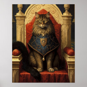 Impression d'art du trône de chat Maine Coon noble