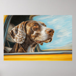 Impression d'art d'un chien tacheté en aventure en
