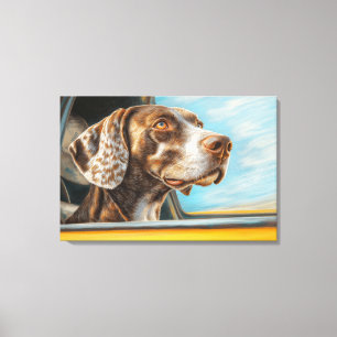 Impression d'art d'un chien tacheté en aventure en
