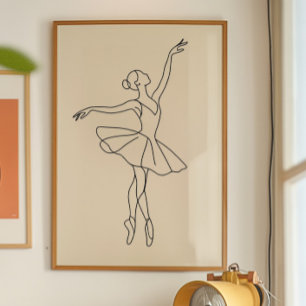 Impression d'art en ligne de ballerine minimaliste
