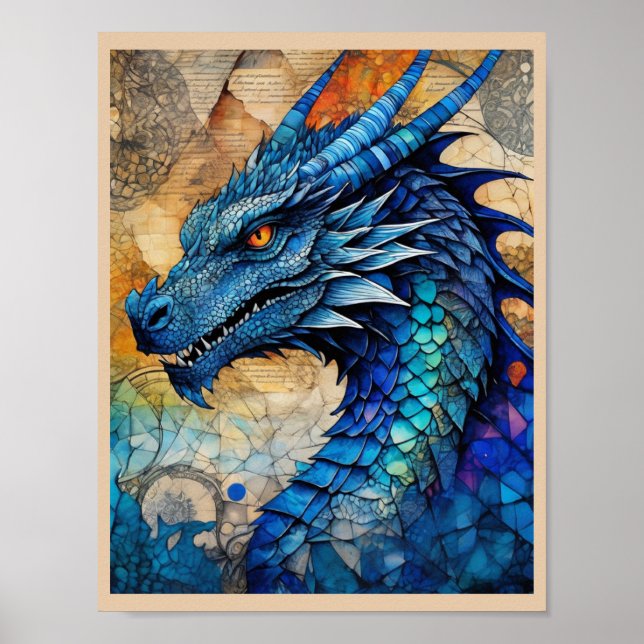 Impression d'art encadrée Blue Dragon prête à accr (Devant)