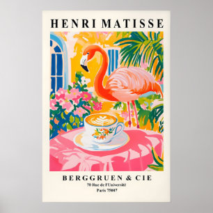 Impression d'art Flamant buvant du café Henri Mati