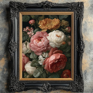 Impression d'art floral antique sombre romantique 
