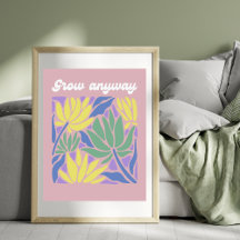 Impression d'art floral inspirant 'Grandir quand m