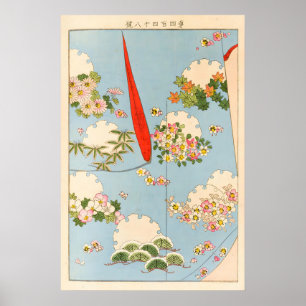 Impression d'art floral japonais Vintage paysage d