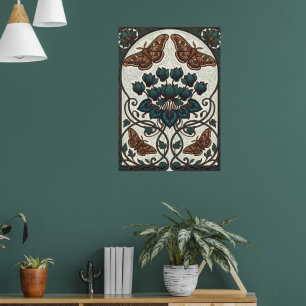 Impression d'art floral papillon Art Nouveau botan