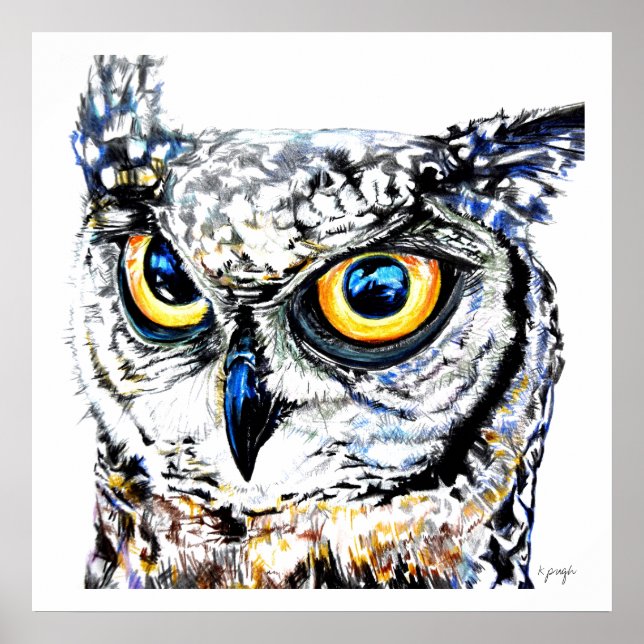 Impression d'art : illustration de la Chouette à g (Devant)