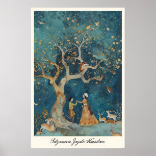 Impression d'art indien Pichwai Danse de la forêt 