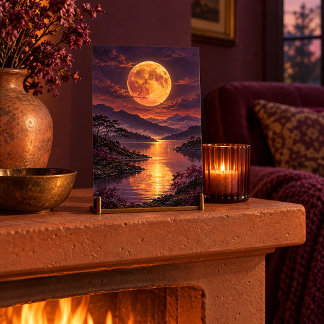 Impression d'art Lever de lune ambre