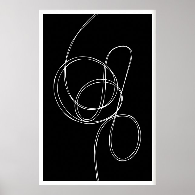 Impression d'art mural abstrait Lignes blanches fl (Devant)