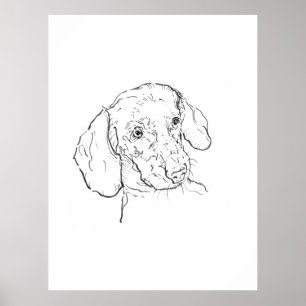 Impression d'art mural, Dachshund, Chien saucisse,