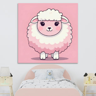 Impression d'art mural de bergerie rose mignonne p