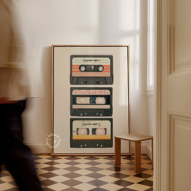 Impression d'art mural de cassette de mixtape pers (Custom Mixtape Cassette Wall Art Print)