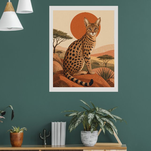 Impression d'art mural de chat Savannah Boho faune (Salon 1)