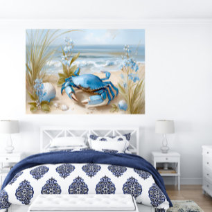 Impression d'art mural de crabe bleu de bord de me