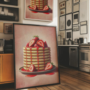 Impression d'art mural de crêpes aux fraises Affic