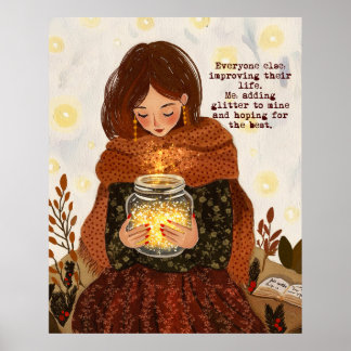 Impression d'art mural de fille motivante et cosy