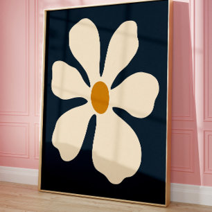 Impression d'art mural de fleurs blanches minimali