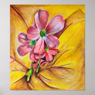 Impression d'art mural de fleurs roses de près