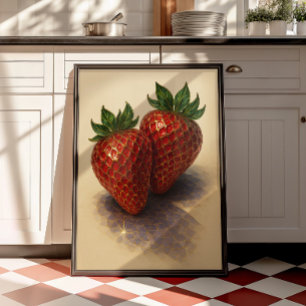 Impression d'art mural de fraise vintage   Art bot