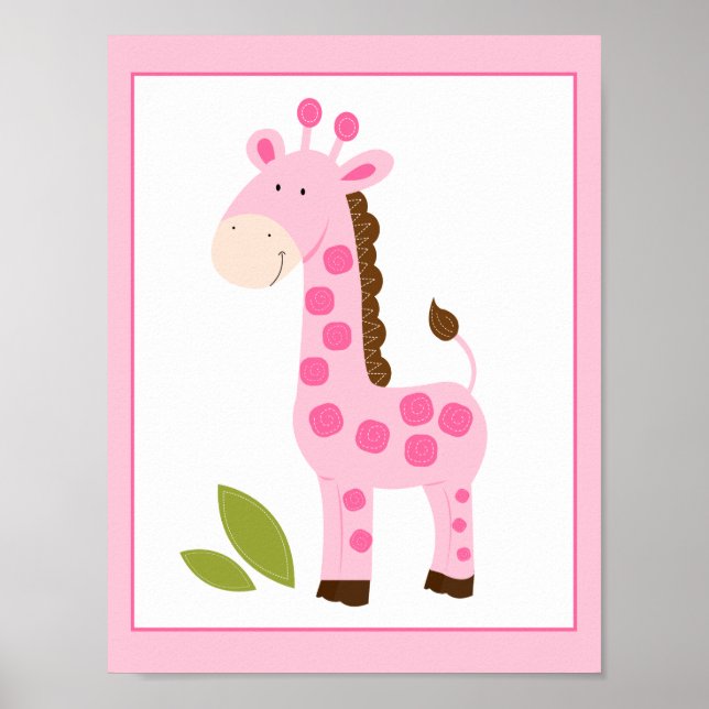 IMPRESSION D'ART MURAL DE GIRAFFE ROSE MIGNON (Devant)