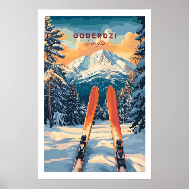 Impression d'art mural de ski Goderdzi Géorgie 1 (Devant)