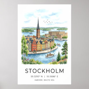 Impression d'art mural de Stockholm au bord de l'e