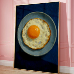 Impression d'art mural d'œuf frit minimaliste Post