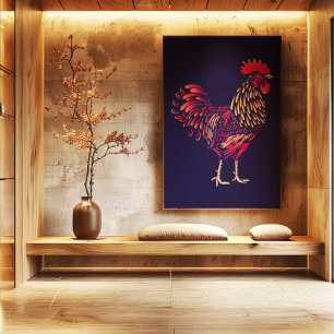 Impression d'art mural du Coq du Zodiaque Chinois 
