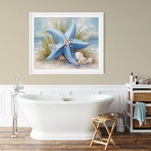 Impression d'art mural Étoile de mer bleue douce  
