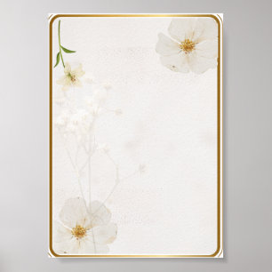 Impression d'art mural floral blanc élégant   G