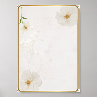 Impression d'art mural floral blanc élégant | G