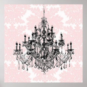 Impression d'art mural lustre en Damas rose
