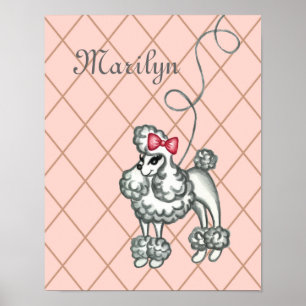 Impression d'art mural rose personnalisée Caniche