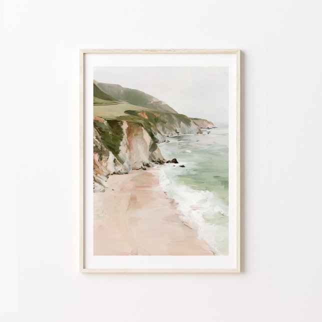 Impression d'art mural Scène de plage côtière (Coastal Beach Scene Wall Art Print | Serene Ocean Landscape Decor | Coastal Home, Beach House & Livi)