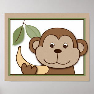 Impression d'art mural singe jungle bébé zoo 20x25