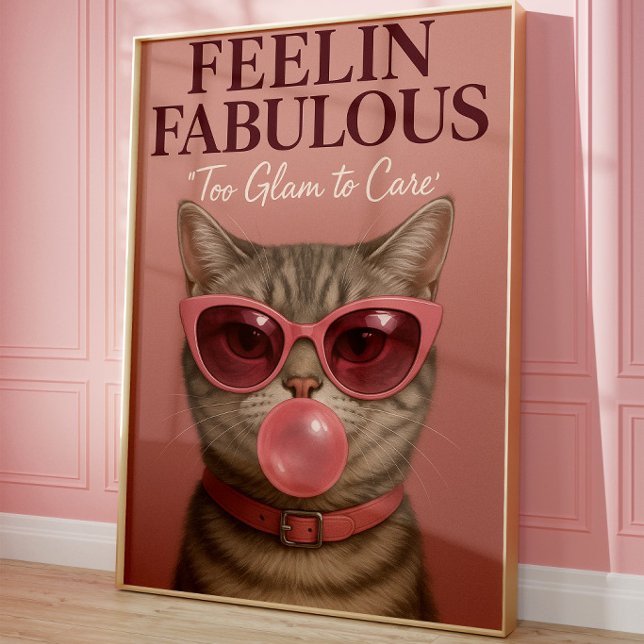 Impression d'art murale de chat glamour drôle | Ch (Créateur téléchargé)