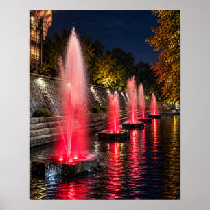 Impression d'art non encadrée Red Fountain Night 1