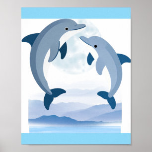 Impression d'art océanique de dauphins mignons V