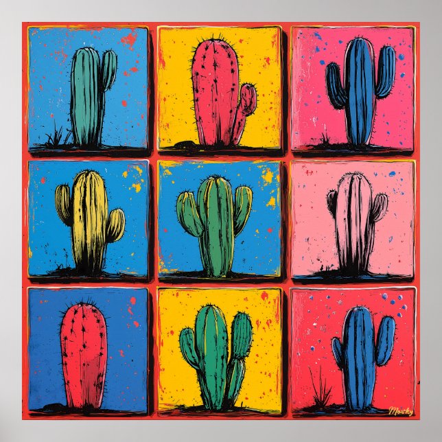 Impression d'art pop Cactus vibrant pour une touch (Devant)