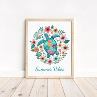 Impression d'art Tortue de mer Boho - Décoration m