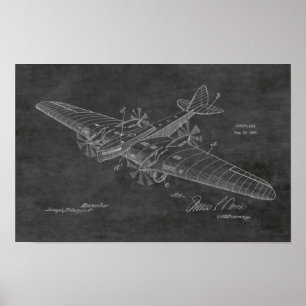 Impression de brevet d'avion de bateau Vintage de 