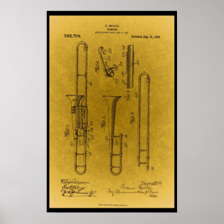 Impression de brevet trombone vintage
