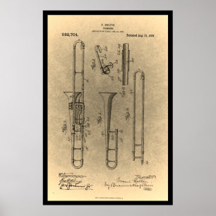 impression de brevet Vintage Retro trombone