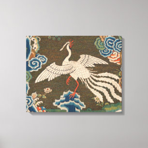 Impression de broderie en soie blanche antique chi