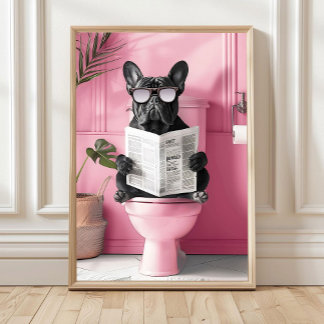 Impression de Bulldog français bleu salle de bain 