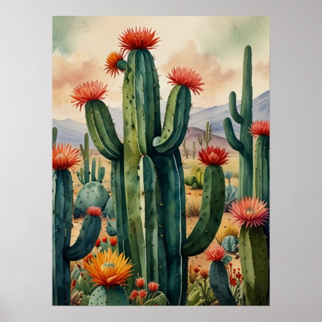Impression de cactus mexicain vibrant (Devant)