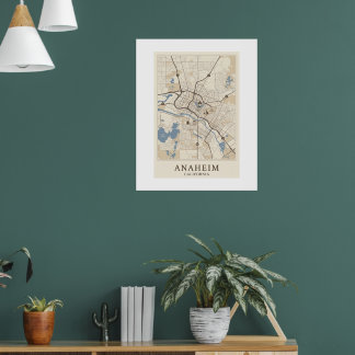 Impression de carte ancienne de la ville d'Anaheim