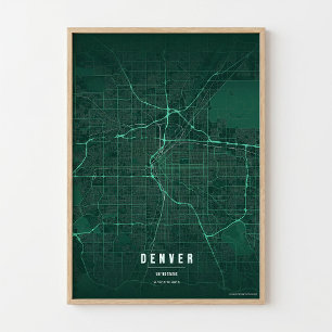 Impression de carte de Denver Poster de la ville d