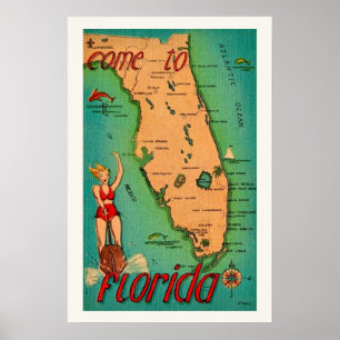 Impression de carte postale rétro de Floride